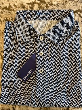 B DRADDY Men's Navy Geometric Polo Shirt